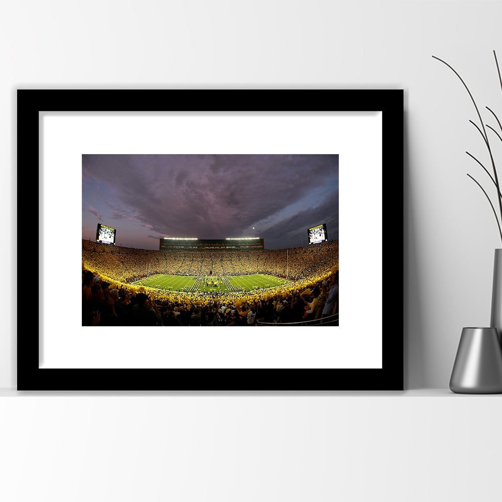 Michigan Wolverine Football, Stadium Canvas, Sport Art, Gift for him, White Border Framed Art Print Wall Decor