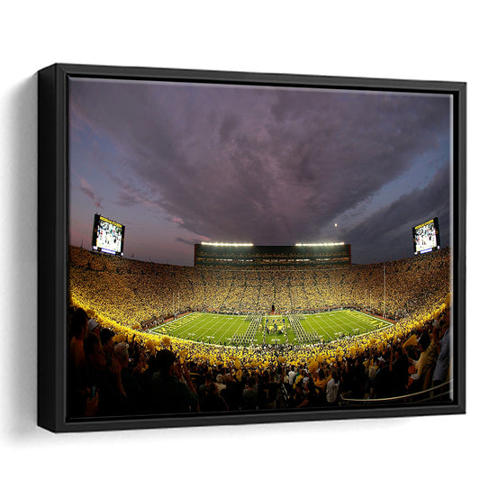 Michigan Wolverine Football, Stadium Canvas, Sport Art, Framed Canvas Print Wall Art, Floating Frame
