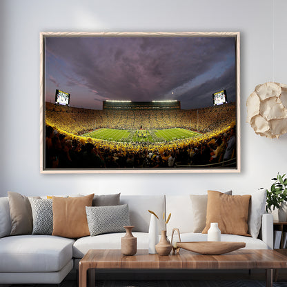 Michigan Wolverine Football, Stadium Canvas, Sport Art, Framed Canvas Print Wall Art, Floating Frame