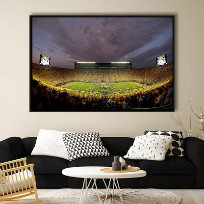 Michigan Wolverine Football, Stadium Canvas, Sport Art, Framed Canvas Print Wall Art, Floating Frame