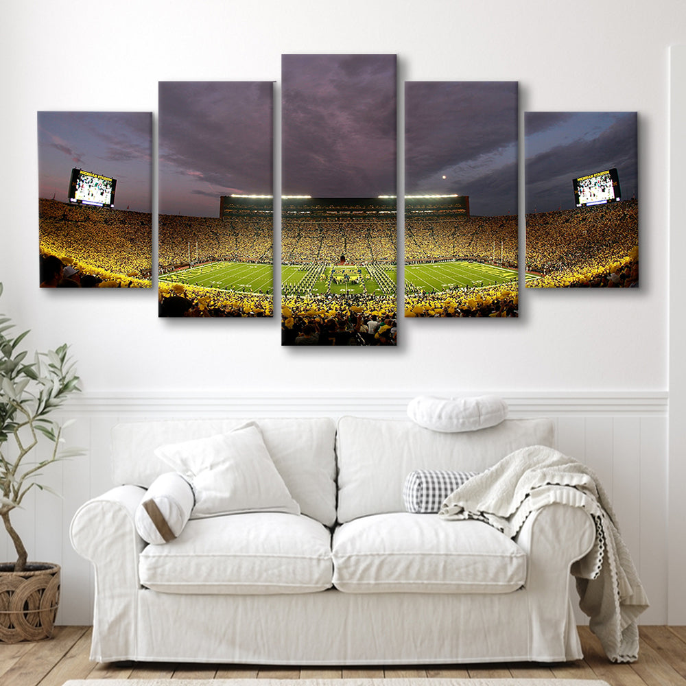 Michigan Wolverine Football, Stadium Canvas, Sport Art, Gift for him, 5 Panel, Large Canvas, Canvas Print Wall Art