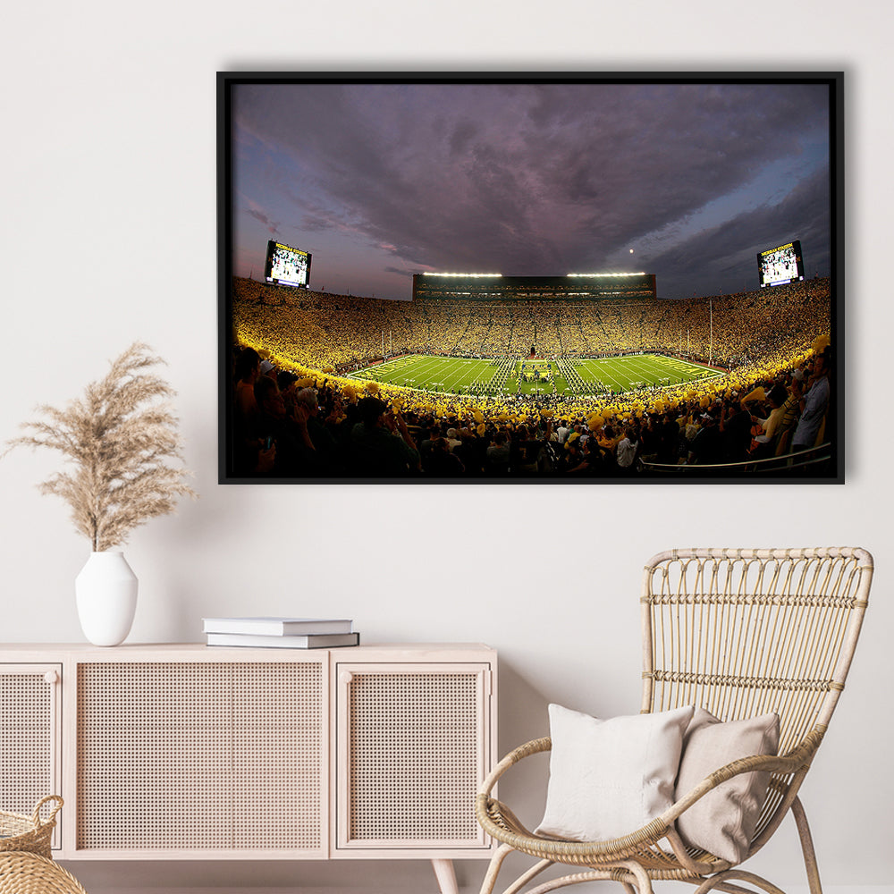 Michigan Wolverine Football, Stadium Canvas, Sport Art, Framed Canvas Print Wall Art, Floating Frame