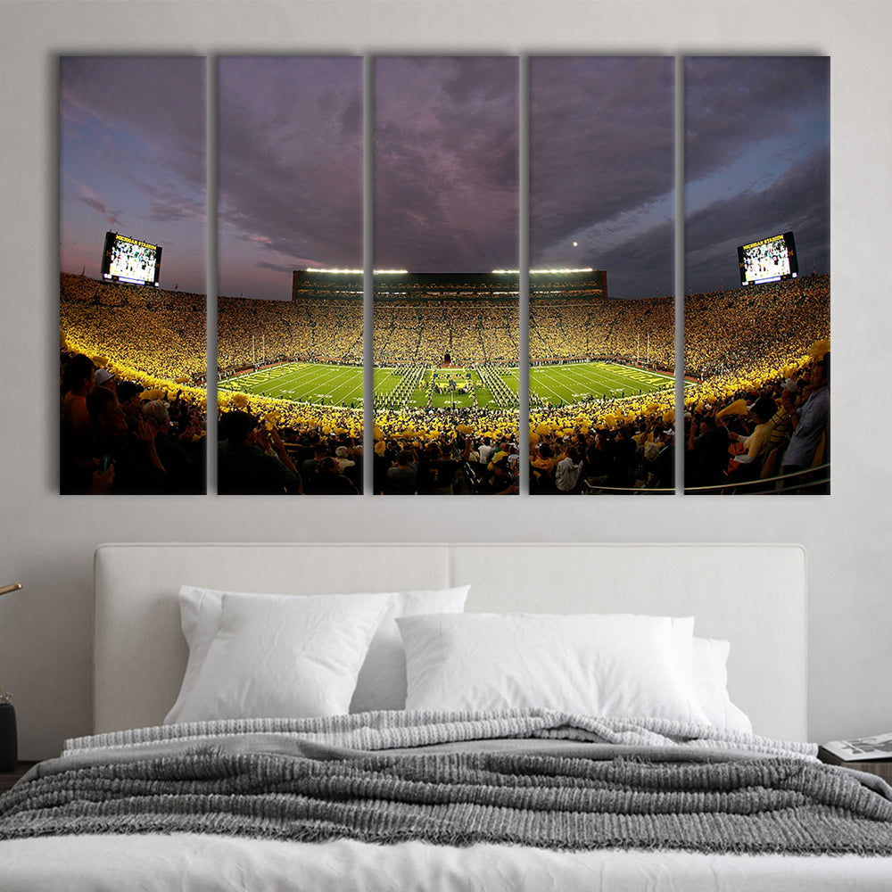 Michigan Wolverine Football, Stadium Canvas, Sport Art, 5 Panel B, Extra Large Canvas, Canvas Print Wall Art