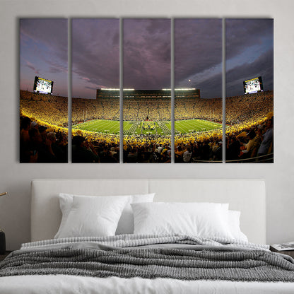 Michigan Wolverine Football, Stadium Canvas, Sport Art, 5 Panel B, Extra Large Canvas, Canvas Print Wall Art