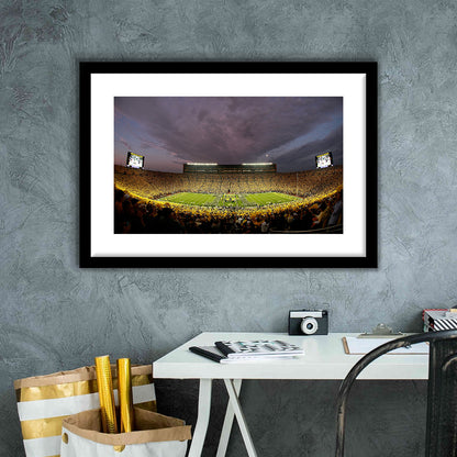 Michigan Wolverine Football, Stadium Canvas, Sport Art, Gift for him, White Border Framed Art Print Wall Decor