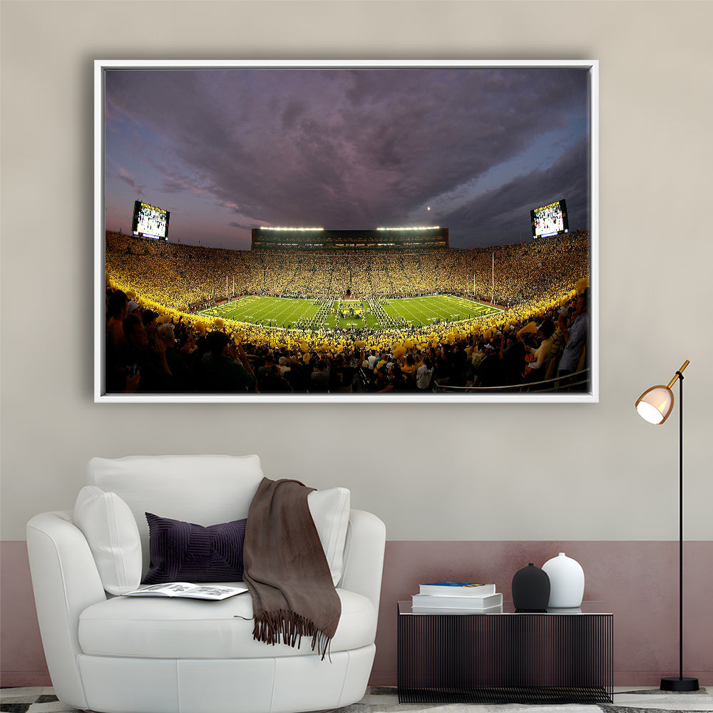 Michigan Wolverine Football, Stadium Canvas, Sport Art, Framed Canvas Print Wall Art, Floating Frame