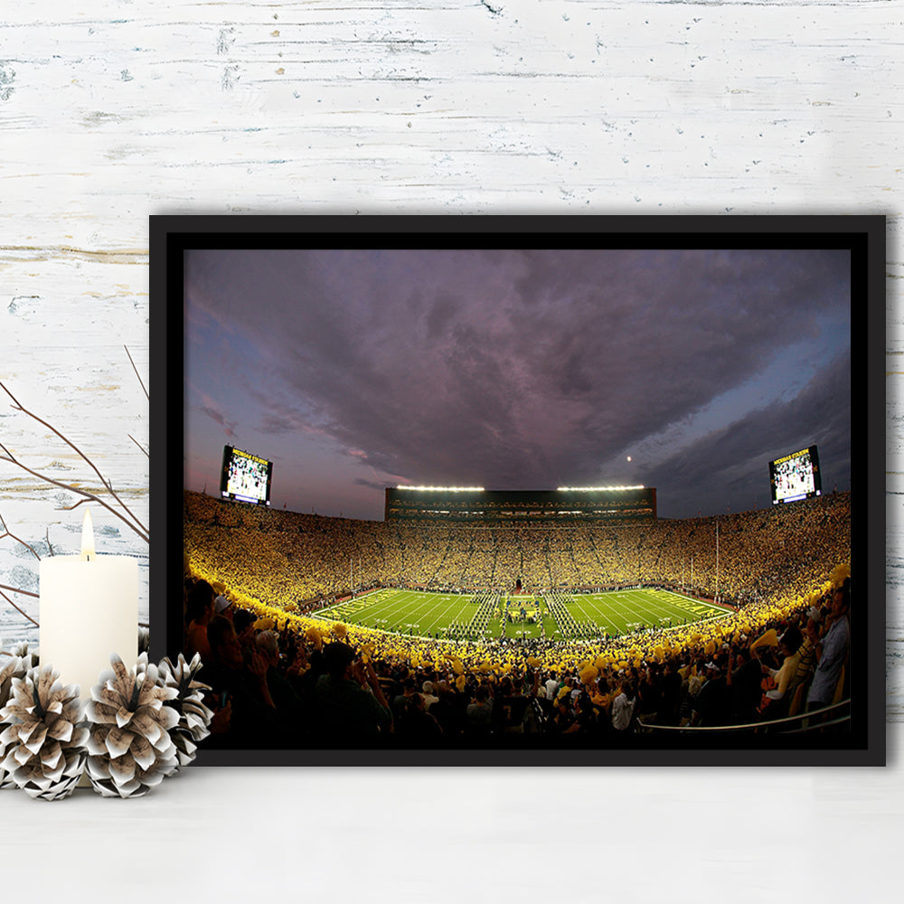 Michigan Wolverine Football, Stadium Canvas, Sport Art, Framed Canvas Print Wall Art, Floating Frame