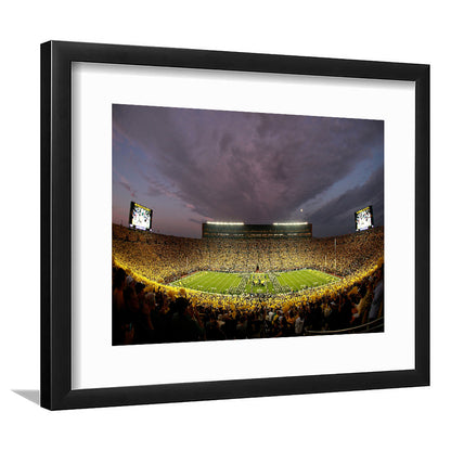 Michigan Wolverine Football, Stadium Canvas, Sport Art, Gift for him, White Border Framed Art Print Wall Decor