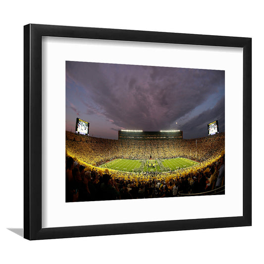 Michigan Wolverine Football, Stadium Canvas, Sport Art, Gift for him, White Border Framed Art Print Wall Decor