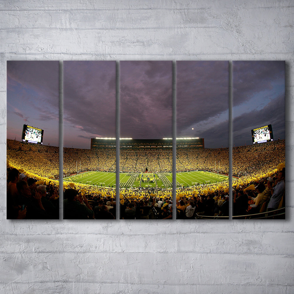 Michigan Wolverine Football, Stadium Canvas, Sport Art, 5 Panel B, Extra Large Canvas, Canvas Print Wall Art