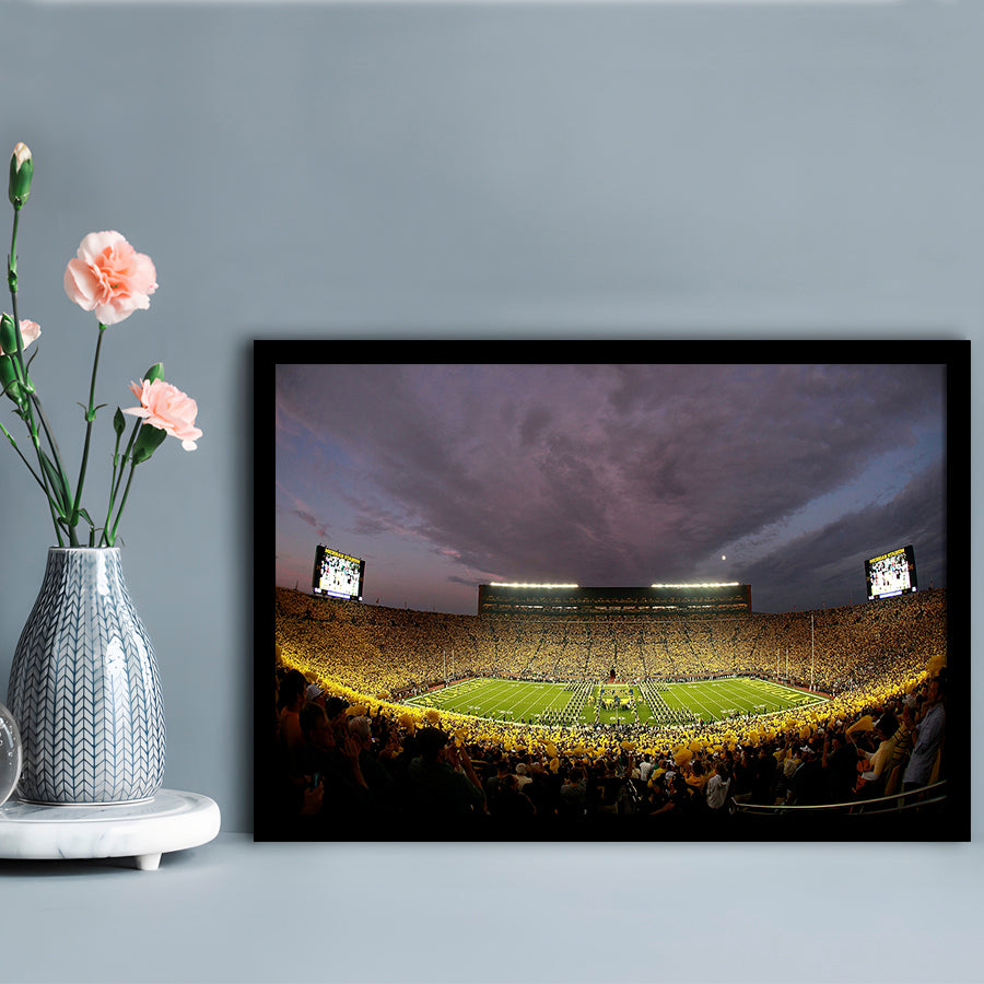 Michigan Wolverine Football, Stadium Canvas, Sport Art, Gift for him, Framed Art Print Wall Decor, Picture Framed
