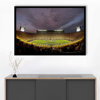 Michigan Wolverine Football, Stadium Canvas, Sport Art, Gift for him, Framed Art Print Wall Decor, Picture Framed