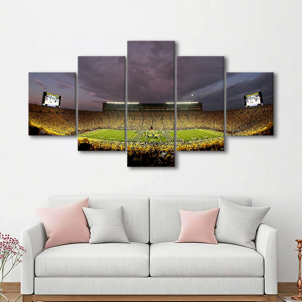 Michigan Wolverine Football, Stadium Canvas, Sport Art, Gift for him, 5 Panel, Large Canvas, Canvas Print Wall Art