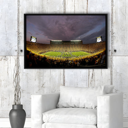 Michigan Wolverine Football, Stadium Canvas, Sport Art, Framed Canvas Print Wall Art, Floating Frame
