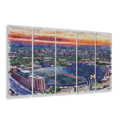 Michigan Wolverines, Michigan Painting Stadium Watercolor, Sport Art, Extra Large Canvas Print Wall Art