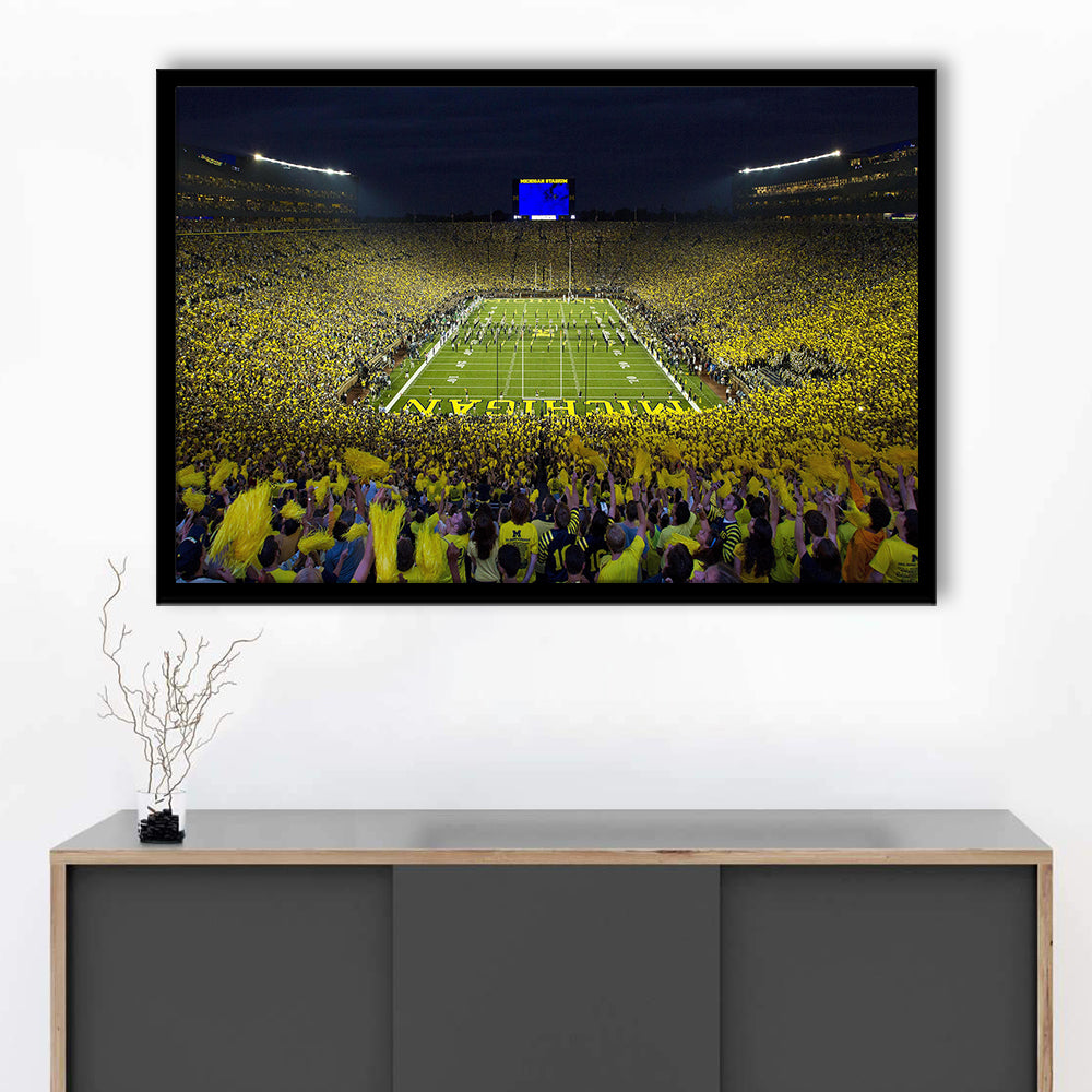 Michigan Wolverines Cornhole Boards, Stadium Canvas, Sport Art, Gift for him, Framed Art Print Wall Decor, Picture Framed