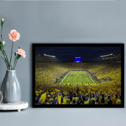 Michigan Wolverines Cornhole Boards, Stadium Canvas, Sport Art, Gift for him, Framed Art Print Wall Decor, Picture Framed