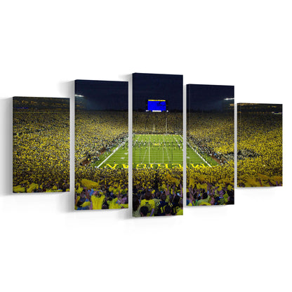 Michigan Wolverines Cornhole Boards, Stadium Canvas, Sport Art, Gift for him, 5 Panel, Large Canvas, Canvas Print Wall Art