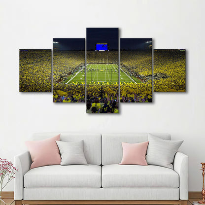 Michigan Wolverines Cornhole Boards, Stadium Canvas, Sport Art, Gift for him, 5 Panel, Large Canvas, Canvas Print Wall Art