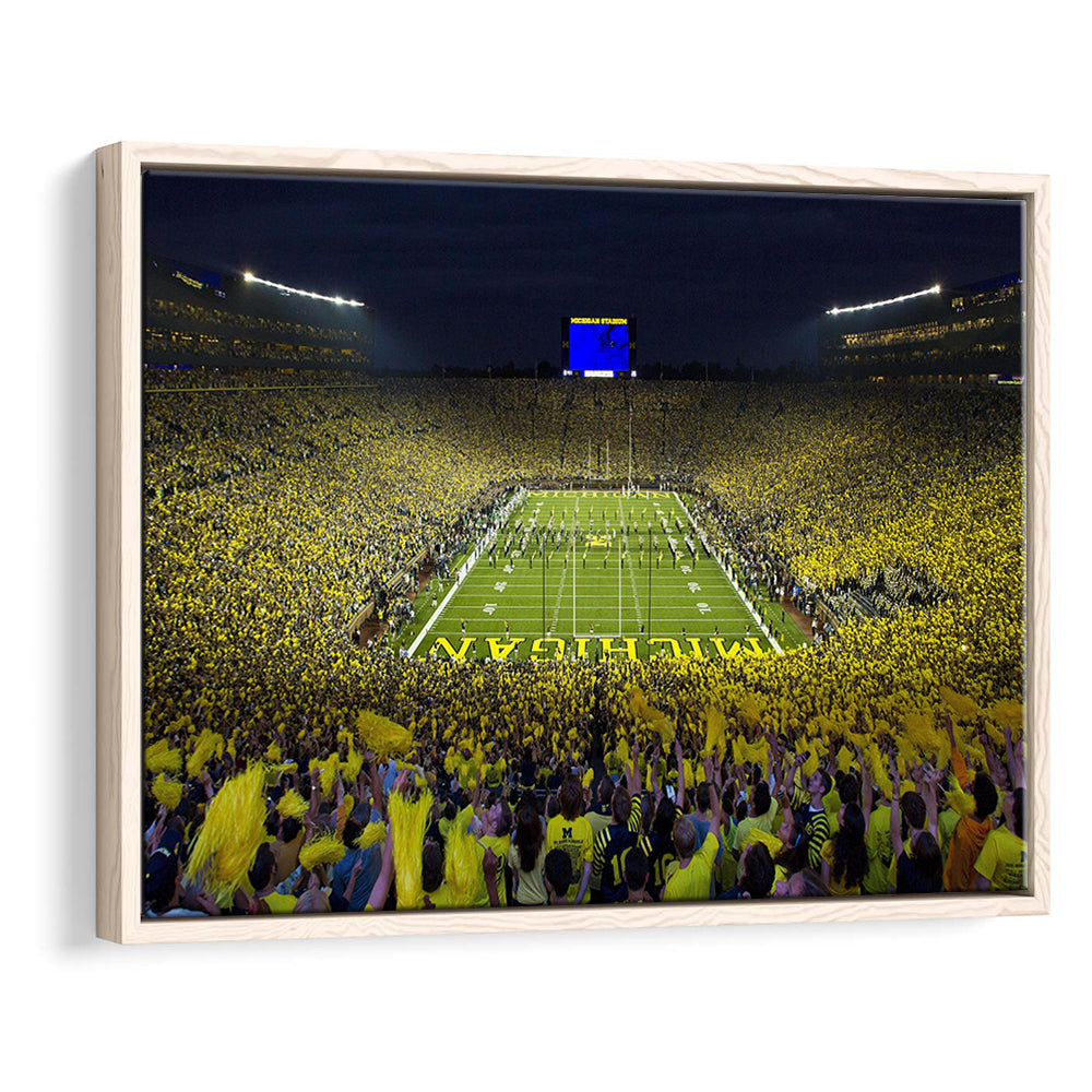 Michigan Wolverines Cornhole Boards, Stadium Canvas, Sport Art, Framed Canvas Print Wall Art, Floating Frame