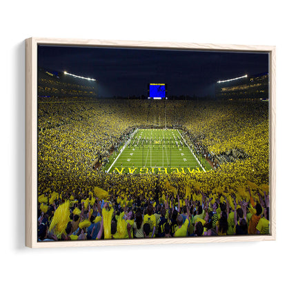 Michigan Wolverines Cornhole Boards, Stadium Canvas, Sport Art, Framed Canvas Print Wall Art, Floating Frame