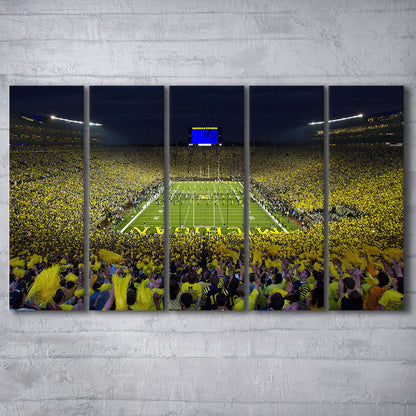 Michigan Wolverines Cornhole Boards, Stadium Canvas, Sport Art, 5 Panel B, Extra Large Canvas, Canvas Print Wall Art