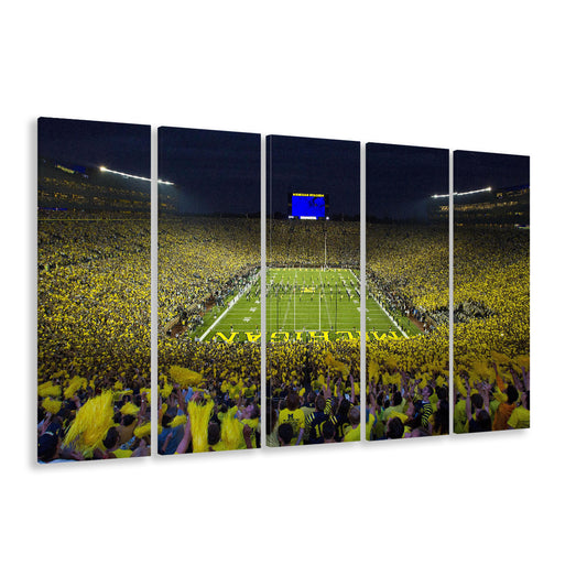 Michigan Wolverines Cornhole Boards, Stadium Canvas, Sport Art, 5 Panel B, Extra Large Canvas, Canvas Print Wall Art