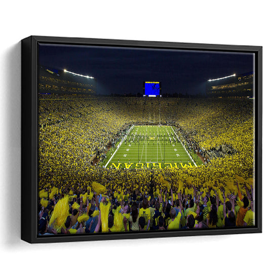 Michigan Wolverines Cornhole Boards, Stadium Canvas, Sport Art, Framed Canvas Print Wall Art, Floating Frame
