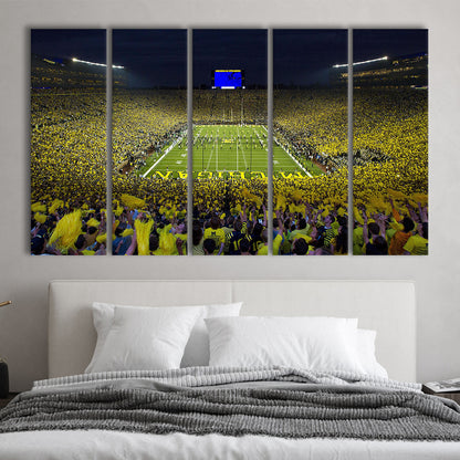 Michigan Wolverines Cornhole Boards, Stadium Canvas, Sport Art, 5 Panel B, Extra Large Canvas, Canvas Print Wall Art