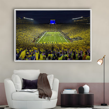Michigan Wolverines Cornhole Boards, Stadium Canvas, Sport Art, Framed Canvas Print Wall Art, Floating Frame