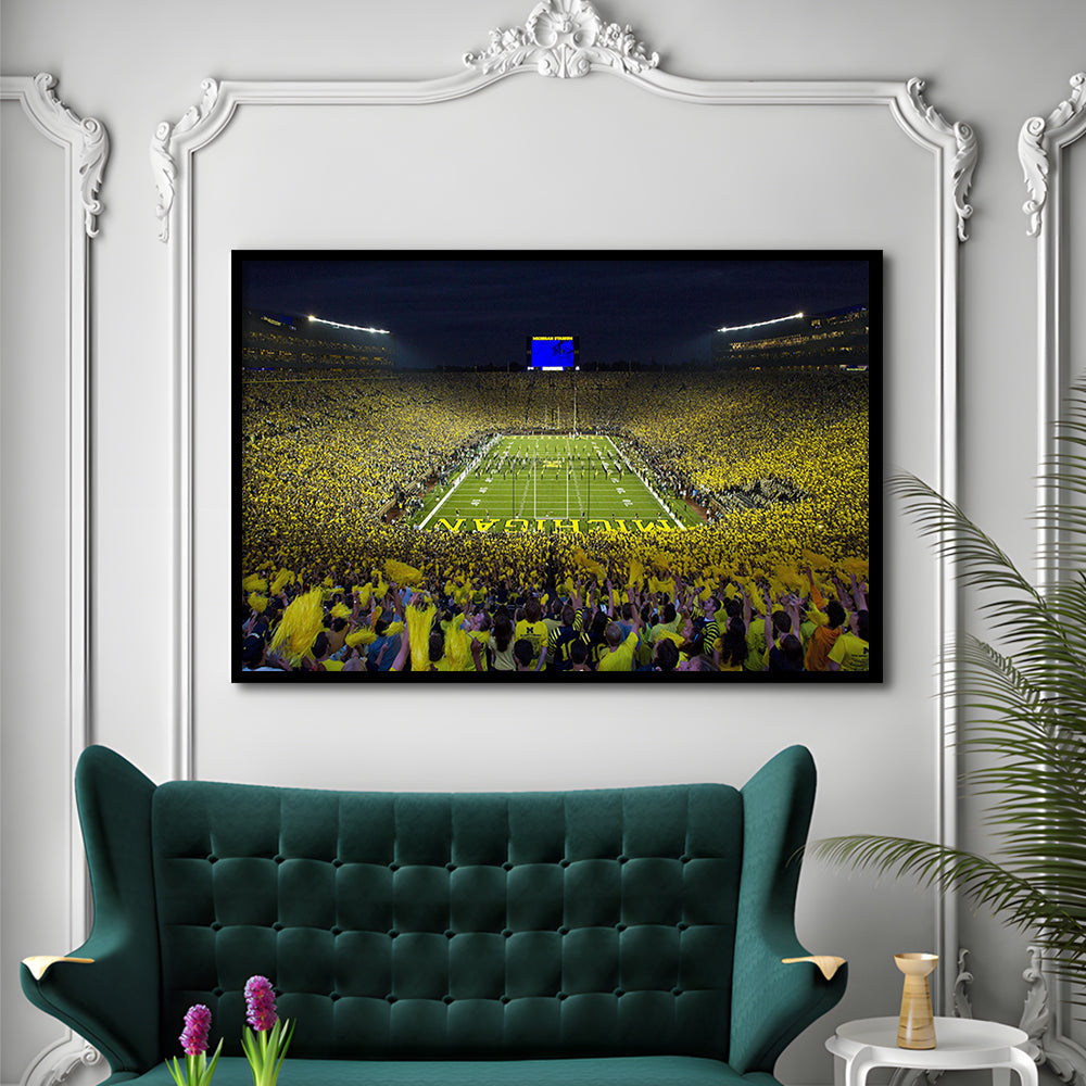 Michigan Wolverines Cornhole Boards, Stadium Canvas, Sport Art, Gift for him, Framed Art Print Wall Decor, Picture Framed