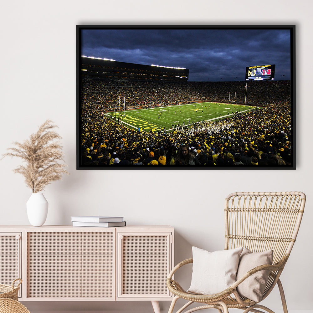 Michigan the Big House, Stadium Canvas, Sport Art, Framed Canvas Print Wall Art, Floating Frame
