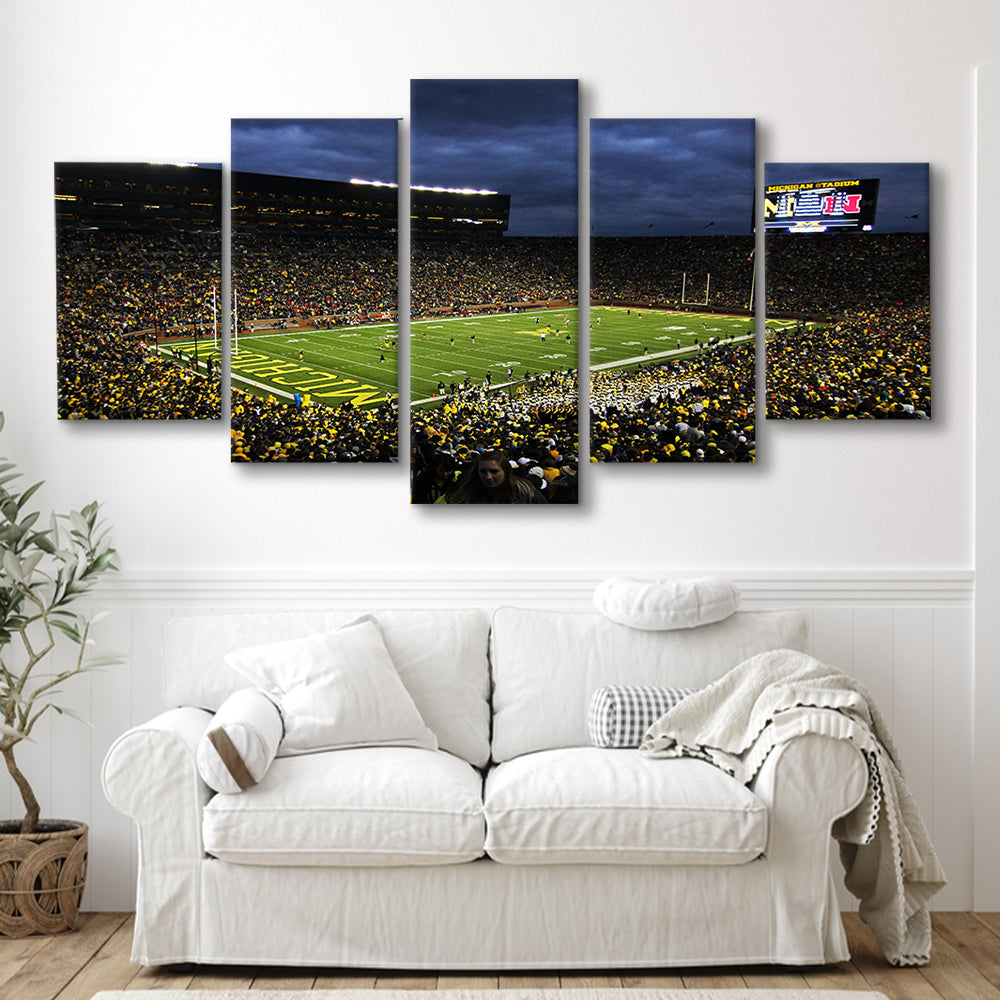 Michigan the Big House, Stadium Canvas, Sport Art, Gift for him, 5 Panel, Large Canvas, Canvas Print Wall Art
