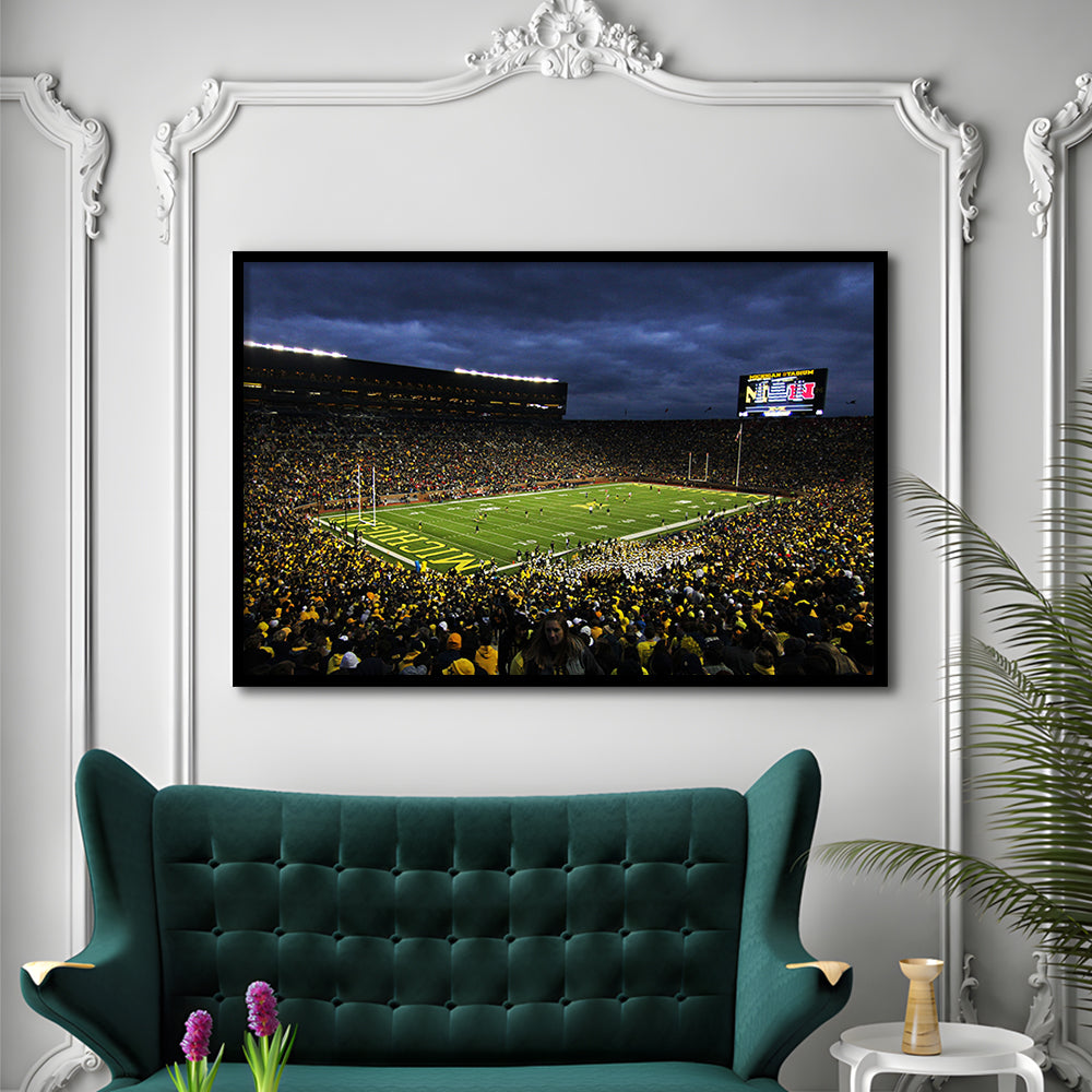 Michigan the Big House, Stadium Canvas, Sport Art, Gift for him, Framed Art Print Wall Decor, Picture Framed