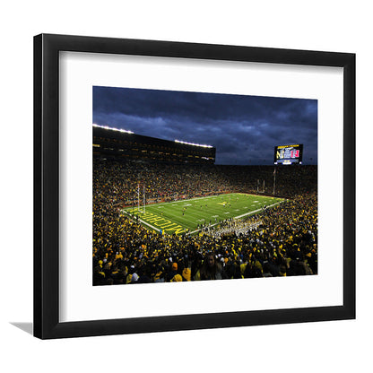 Michigan the Big House, Stadium Canvas, Sport Art, Gift for him, White Border Framed Art Print Wall Decor