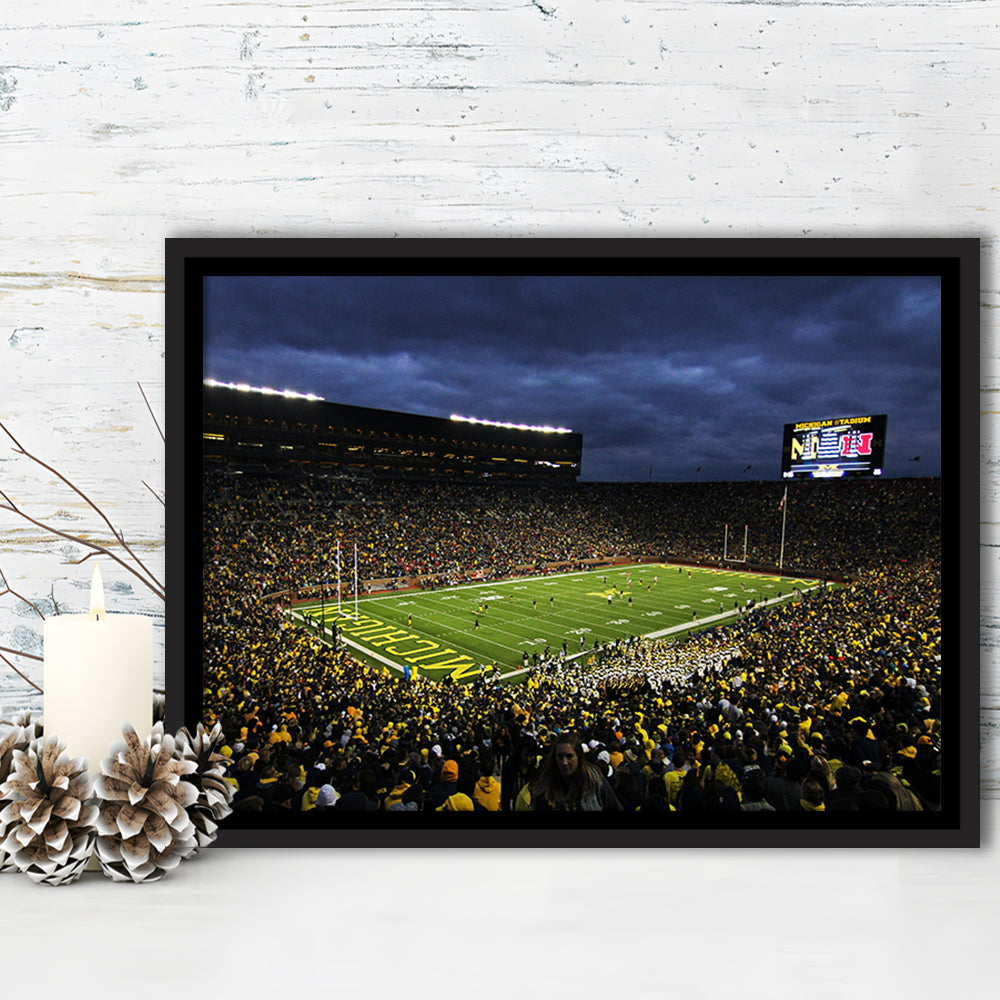 Michigan the Big House, Stadium Canvas, Sport Art, Framed Canvas Print Wall Art, Floating Frame