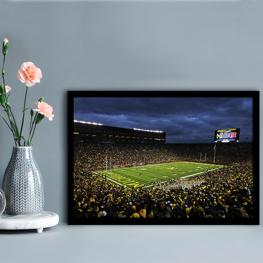 Michigan the Big House, Stadium Canvas, Sport Art, Gift for him, Framed Art Print Wall Decor, Picture Framed
