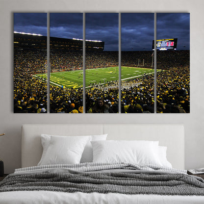 Michigan the Big House, Stadium Canvas, Sport Art, 5 Panel B, Extra Large Canvas, Canvas Print Wall Art