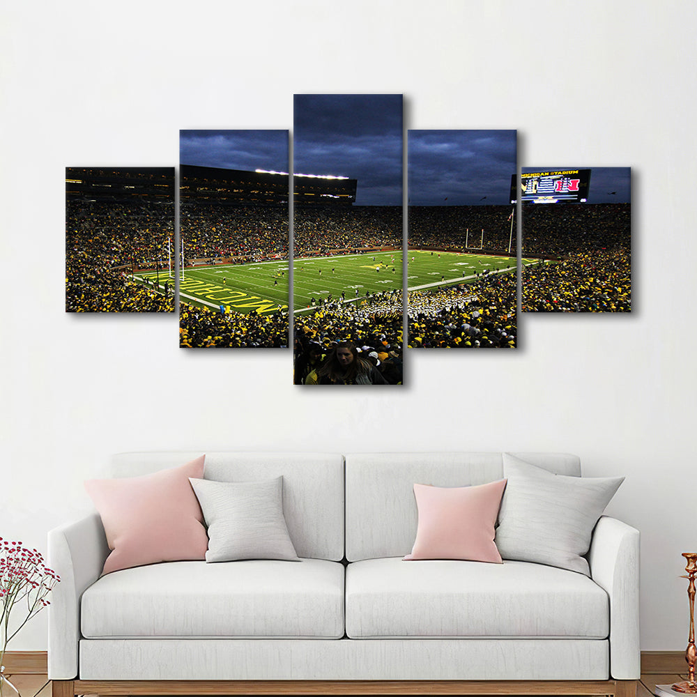 Michigan the Big House, Stadium Canvas, Sport Art, Gift for him, 5 Panel, Large Canvas, Canvas Print Wall Art