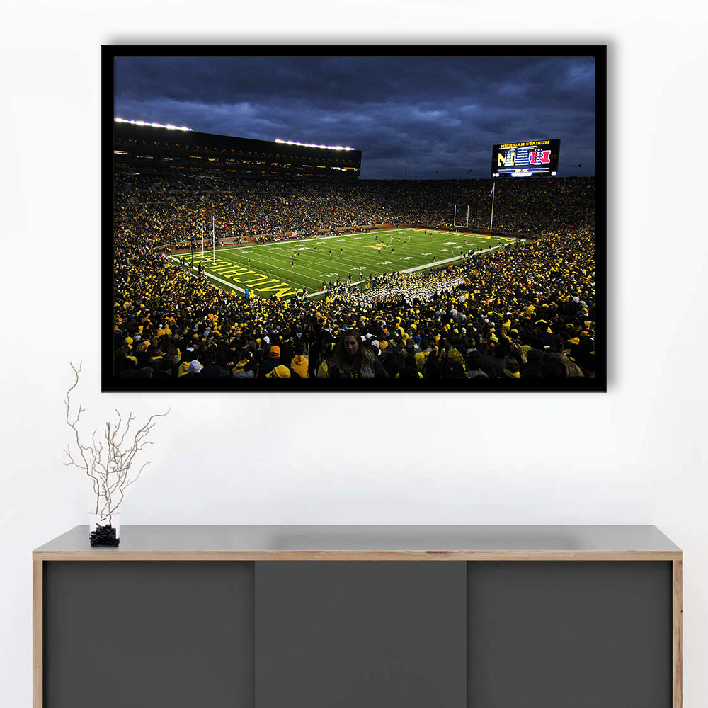 Michigan the Big House, Stadium Canvas, Sport Art, Gift for him, Framed Art Print Wall Decor, Picture Framed