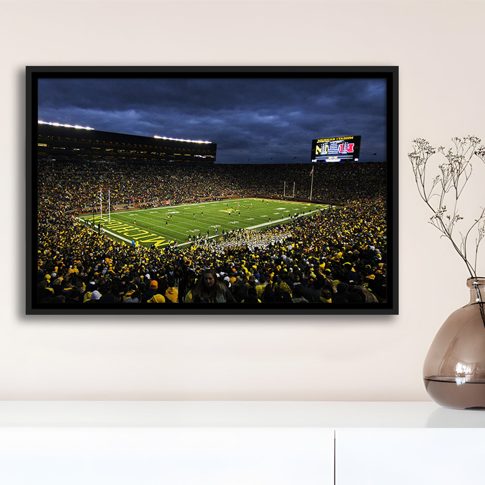 Michigan the Big House, Stadium Canvas, Sport Art, Framed Canvas Print Wall Art, Floating Frame