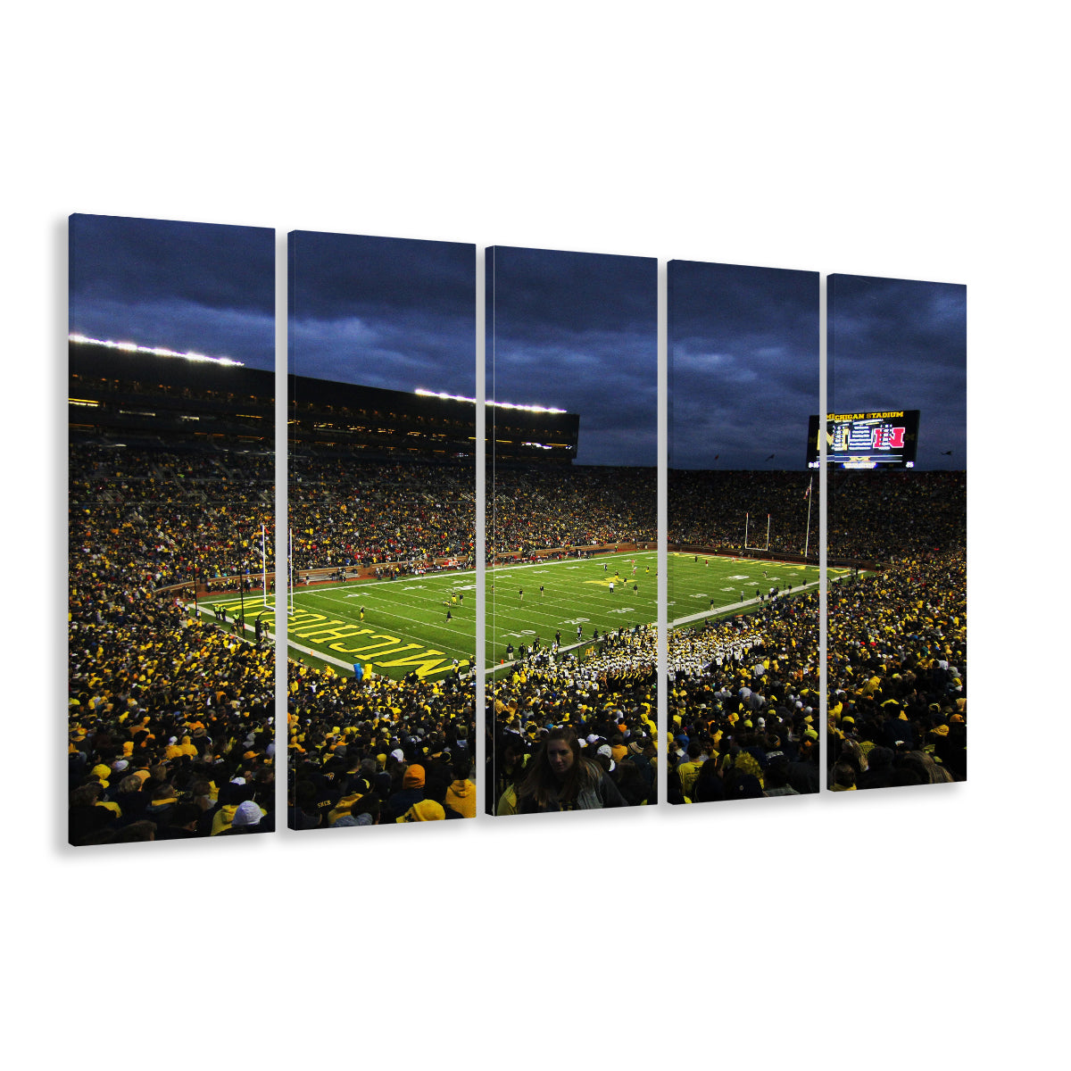 Michigan the Big House, Stadium Canvas, Sport Art, 5 Panel B, Extra Large Canvas, Canvas Print Wall Art