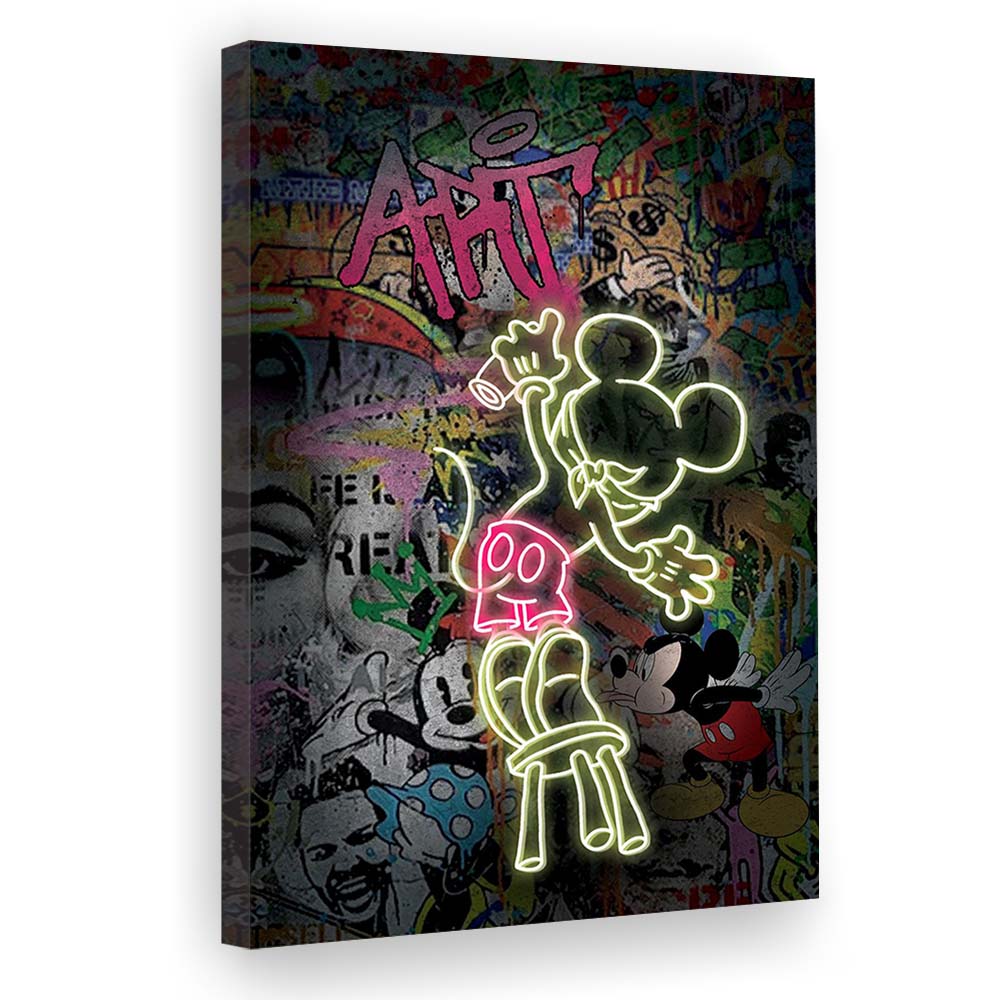 Mickey Artist, Neon Sign Effect, Canvas Print, Luxury Wall Art Decor, Modern Art