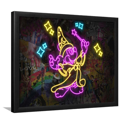 Mickey Magical Neon Signs Art Print, Framed Art Print Wall Decor, Neon Art Print, Picture Framed