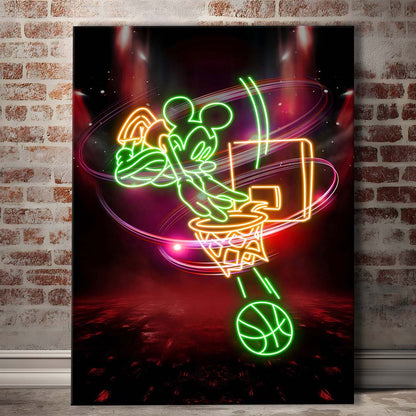 Mickey Mouse Basketball, Canvas Print, Luxury Wall Art Decor, Modern Art