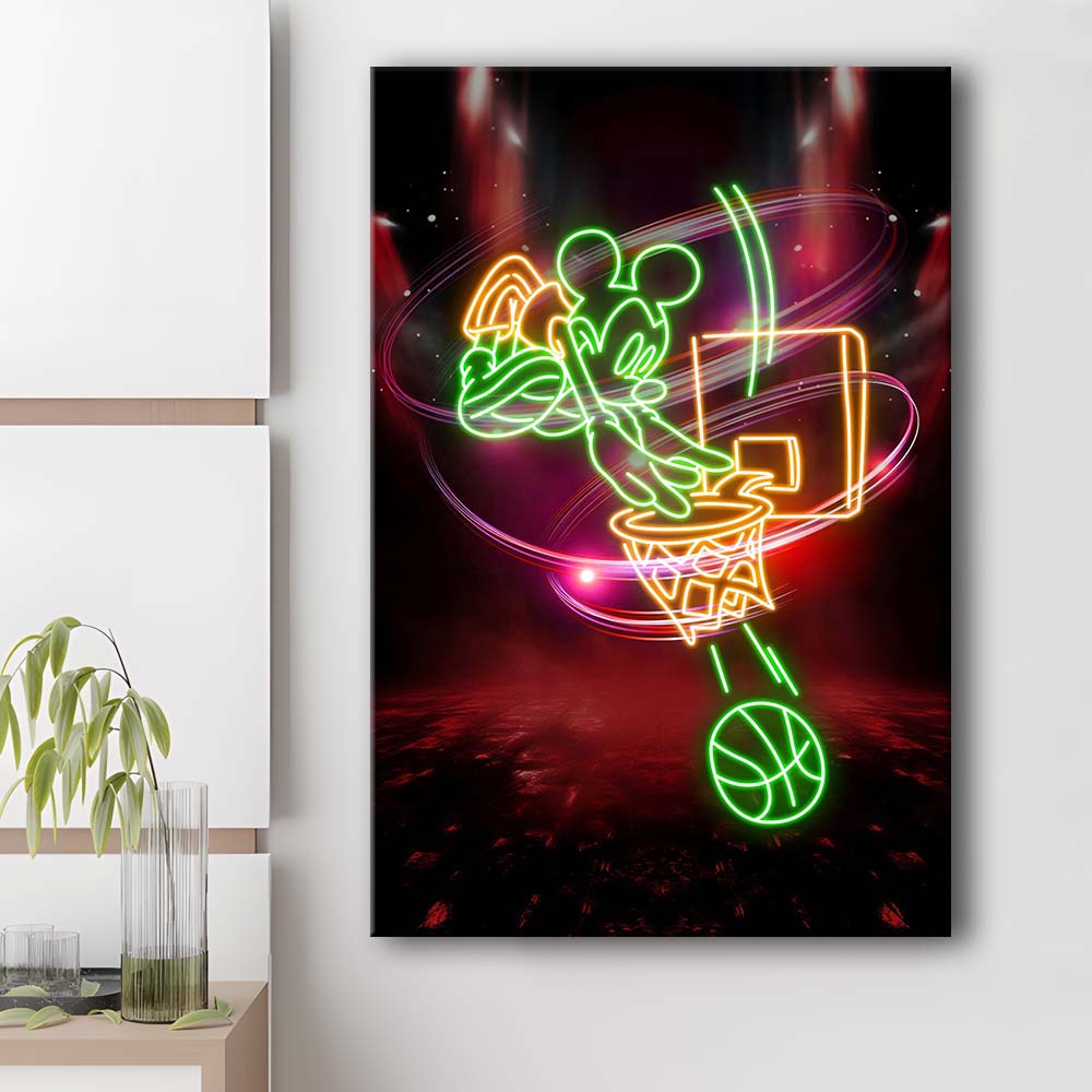 Mickey Mouse Basketball, Canvas Print, Luxury Wall Art Decor, Modern Art