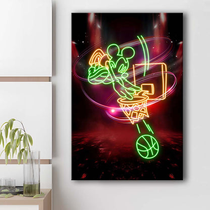 Mickey Mouse Basketball, Canvas Print, Luxury Wall Art Decor, Modern Art