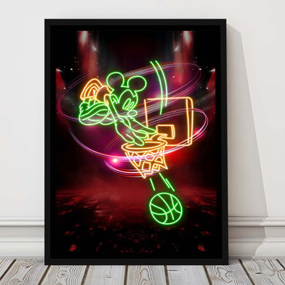 Mickey Mouse Basketball, Framed Canvas Print, Floating Frame, Luxury Wall Art Decor