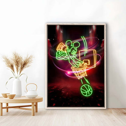 Mickey Mouse Basketball, Framed Canvas Print, Floating Frame, Luxury Wall Art Decor