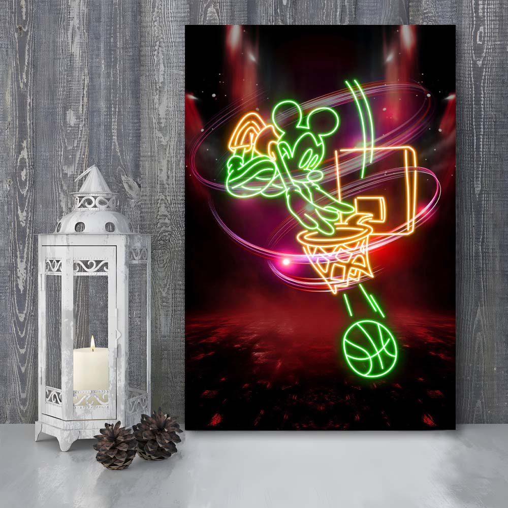 Mickey Mouse Basketball, Canvas Print, Luxury Wall Art Decor, Modern Art